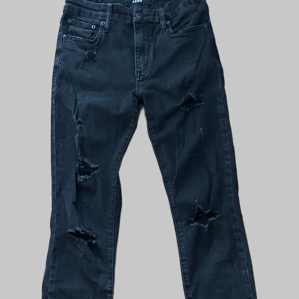 AEROPOSTALE BLACK RIPPED JEANS, SIZE 6